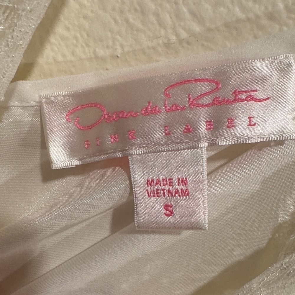 Oscar de la Renta White Lace Trim Chemise - Picture 2 of 9